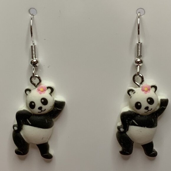 Panda Earring, Panda Bear Jewelry, Gift, Panda Jewelry, Silly Animal Earring - Picture 3 of 9